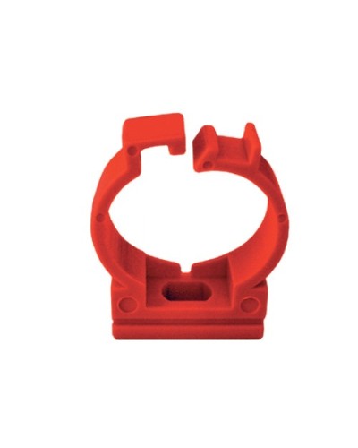 Держатель с защелкой для труб D25мм, АБС, цвет красный Экопласт (49625-50) в Первоуральске Держатели, клипсы, скобы Pintop.ru