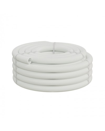 Труба ПП HF-FR гофрир. тяжелая, с зондом, без галогена, ПЛЛ 40мм Экопласт (61140HFR-W) - Труба ПП HF-FR гофрир. тяжелая, с зондом, без галогена, ПЛЛ диам.40мм ПВ-0 (20м) цвет белый 1 палл.=840м Экопласт в Первоуральске Труба гофрированная Pintop.ru