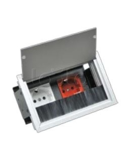 Люк настольный встраиваемый на 2 модуля (45х45мм) с крышкой, алюминий IP20 Экопласт 70042 в Первоуральске Системы лючков и колонн Pintop.ru