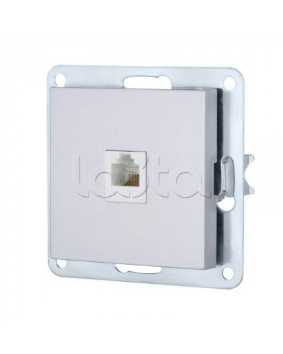 Розетка телефонная RJ-12 с накладкой (серебристый металлик) LK 80 Экопласт (845503-1) в Первоуральске Розетки компьютерные и телефонные Pintop.ru