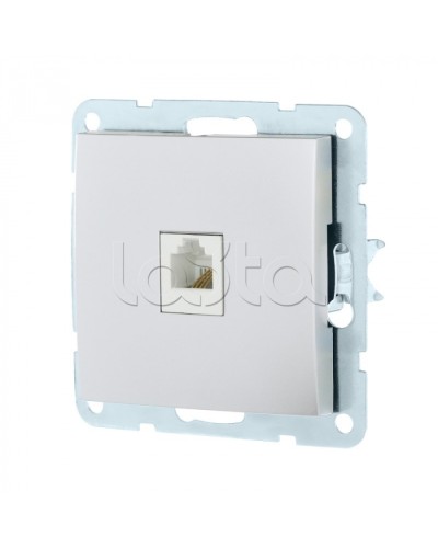 Розетка телефонная RJ-12 с накладкой (серебристый металлик) LK60 Экопласт (865503-1) в Первоуральске Розетки компьютерные и телефонные Pintop.ru