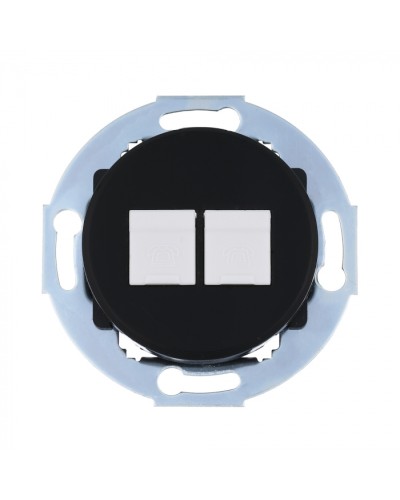 Розетка телефонная 2хRJ-12 с накладкой (черный) Vintage (885908-1) в Первоуральске Розетки компьютерные и телефонные Pintop.ru