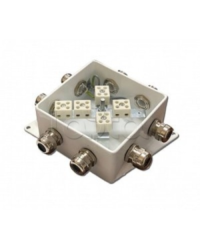 Коробка монтажная огнестойкая Гефест КМ-О (10к*10,0)-IP66-120х120, шесть вводов в Первоуральске Распределительные коробки Pintop.ru