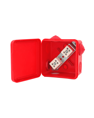 Коробка распределительная огнестойкая КРОПС-П1, IP54, габаритные размеры 100х100х50 мм, для кабелей сечением до 4 мм2, 4 клеммы КМ-Профиль (FRJB-KM-P1-4-04-КРОПС-IP54) в Первоуральске Распределительные коробки Pintop.ru