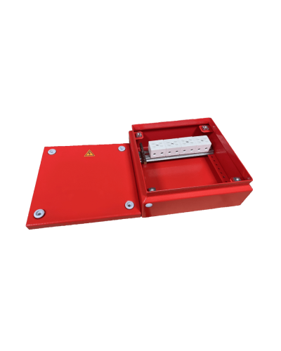 Коробка распределительная огнестойкая КРОПС, IP55, габаритные размеры 200х200х80 мм, для кабелей сечением до 10 мм2, 4 клеммы КМ-Профиль (FRJB-KM-ST6-10-04-КРОПС-IP55) в Первоуральске Распределительные коробки Pintop.ru