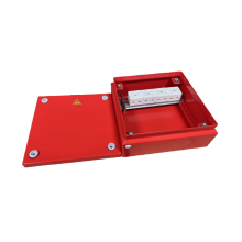 Коробка распределительная огнестойкая КРОПС, IP65, габаритные размеры 150х150х80 мм, для кабелей сечением до 6 мм2, 4 клеммы КМ-Профиль (FRJB-KM-ST5-6-04-КРОПС-IP65)