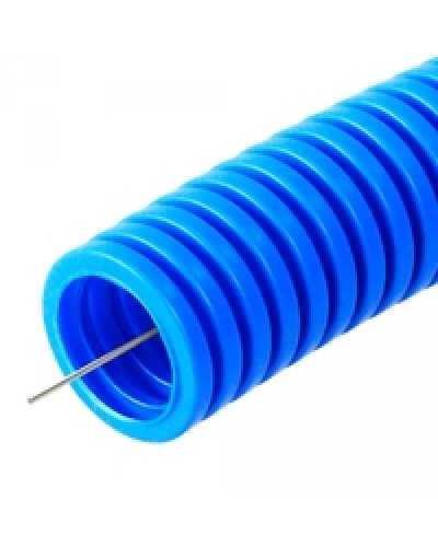 Труба гофрированная ПП лёгкая 350 Н не распространяющая горение с/з синяя д25 (50м/2600м/ уп/пал) Промрукав PR02.0077 в Первоуральске Труба гофрированная Pintop.ru