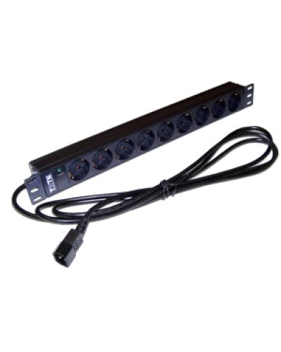 Блок розеток 19 9 шт. без выключателя, 10A 250V, шнур питания с вилкой C14, 3.0 м TWT TWT-PDU19-10A9P4-3.0 в Первоуральске Блоки розеток Pintop.ru