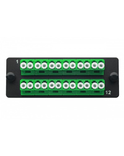 Комплект планка Q-SLOT с 12 адаптерами дуплекс LC OS2, монтажные шнуры, КДЗС Eurolan 38M-S2-2L-12BL в Первоуральске Коннекторы Pintop.ru