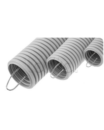 NR050 Усиленная двустен. труба ПНД гибкая, тип 750, SN38, с зондом, D50мм (50м) цвет красный Экопласт (821050) в Первоуральске Труба гофрированная Pintop.ru