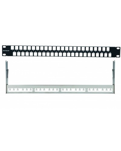 Наборная коммутационная панель 19”, 1U, 48 портов UTP/FTP Eurolan (27F-00-48BL) в Первоуральске Патч-панели Pintop.ru