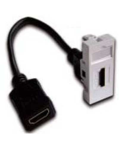 Вставка Mosaic 22.5x45 с адаптером HDMI с удлинителем, мама-мама, белая LANMASTER LAN-SIP-22HDMI-WH в Первоуральске Коммутационные изделия Pintop.ru