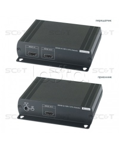 Удлинитель HDMI KVM (комплект приёмник + передатчик) по Ethernet до 120м (CAT5e) SC&T HKM01E в Первоуральске Видеоусилители, Модуляторы, Делители Pintop.ru
