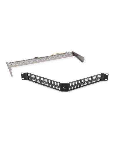 Угловая модульная патч-панель 19, 48 портов, 1U Cabeus (PLBHD-48-CON-SH) в Первоуральске Патч панель Pintop.ru