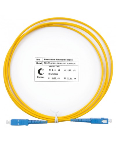 Шнур оптический simplex SC-SC 9/125 SM 2 м LSZH Cabeus FOP(s)-9-SC-SC-2M в Первоуральске Патч-корды оптические Pintop.ru