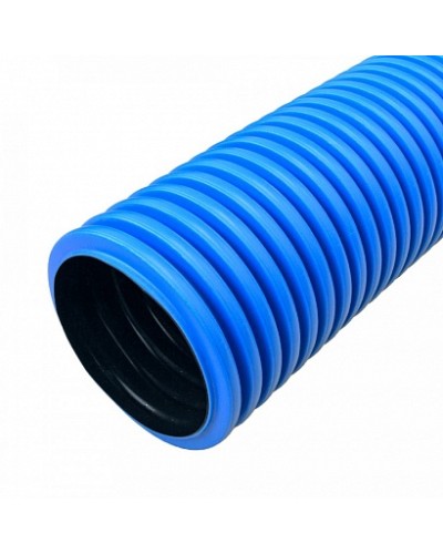 Труба гофрированная двустенная ПНД жесткая тип 450 (SN12) синяя д110 6м (36м/уп) Промрукав в Первоуральске Труба гофрированная Pintop.ru
