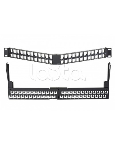 Коммутационная угловая панель 19” наборная, FTP, 1U, 48 портов, черный Eurolan (27A-00-48-01BL) в Первоуральске Патч панель Pintop.ru