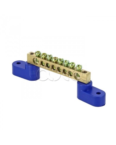Шина 0 N (8х12мм) 8 отверстий латунь 2 синих угловых изолятора EKF PROxima (sn0-125-08-2) в Первоуральске Крепежные изделия Pintop.ru