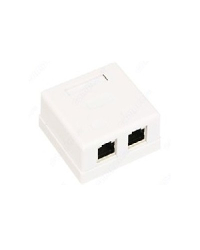 Розетка компьютерная RJ-45 (8P8C), категория 5e, двойная, внешняя (настенная), Dual IDC, экранированная, белая в Первоуральске Розетки компьютерные и телефонные Pintop.ru