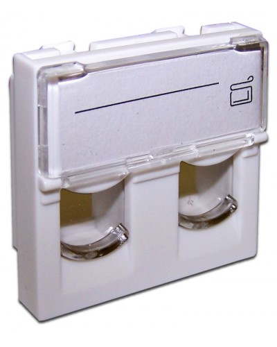 Вставка 45x45 на 2 модуля, со шторкой и увеличенным окном маркировки, белая LANMASTER (LAN-SIP-24L-WH) в Первоуральске Коннекторы и разъемы Pintop.ru