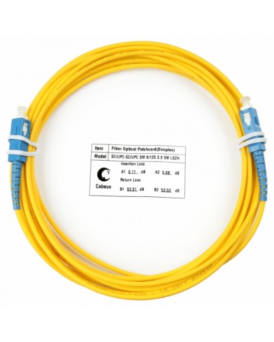 Шнур оптический simplex SC-SC 9/125 sm 7м LSZH Cabeus FOP(s)-9-SC-SC-7m в Первоуральске Патч-корды оптические Pintop.ru