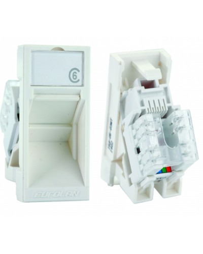 Розеточный модуль UTP категории 6 Mosaic серии 45 RJ45 Eurolan (16A-U6-03WT) в Первоуральске Модули Keystone Pintop.ru