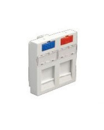 Лицевая панель (накладка) информационной розетки, 45х45 мм, 2 входа Экопласт (87002) в Первоуральске Розетки компьютерные и телефонные Pintop.ru